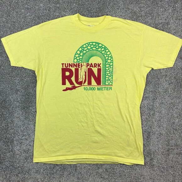 Hanes Other - Vintage 70s Tunnel Park Run Race Shirt Mens XL Yellow Hanes 50/50 Squirt Sponsor